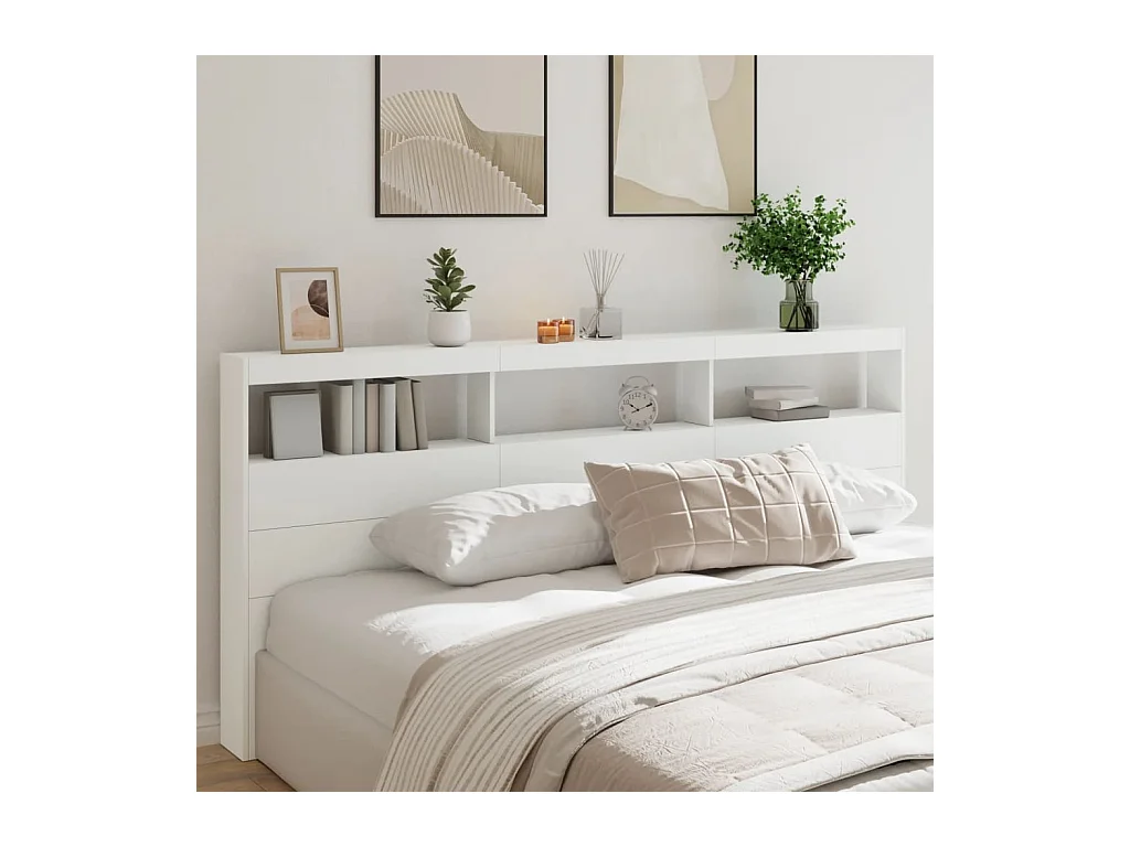 Hoofdbord kledingkast met witte LED 220x17x102 cm