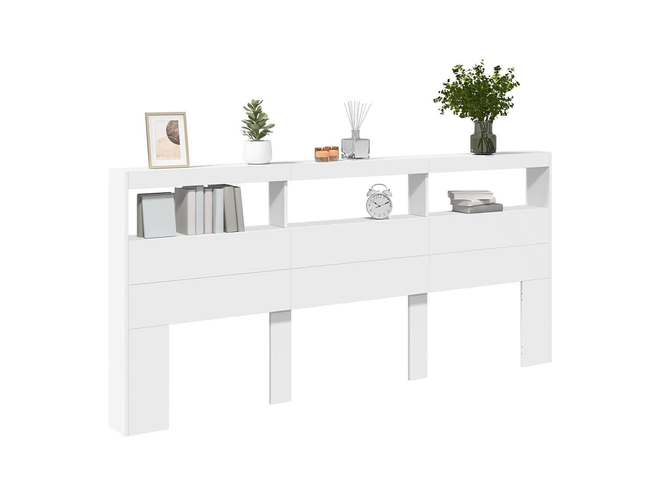 Hoofdbord kledingkast met witte LED 220x17x102 cm