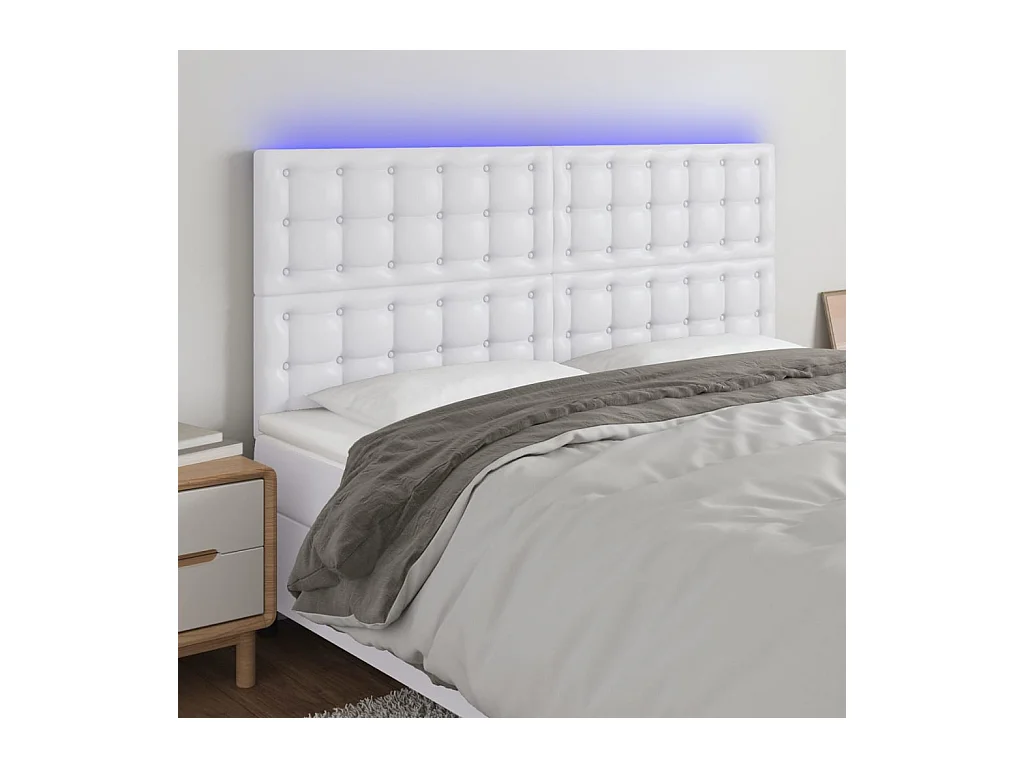 LED hoofdbord Wit 180x5x118/128 cm Kunstleer