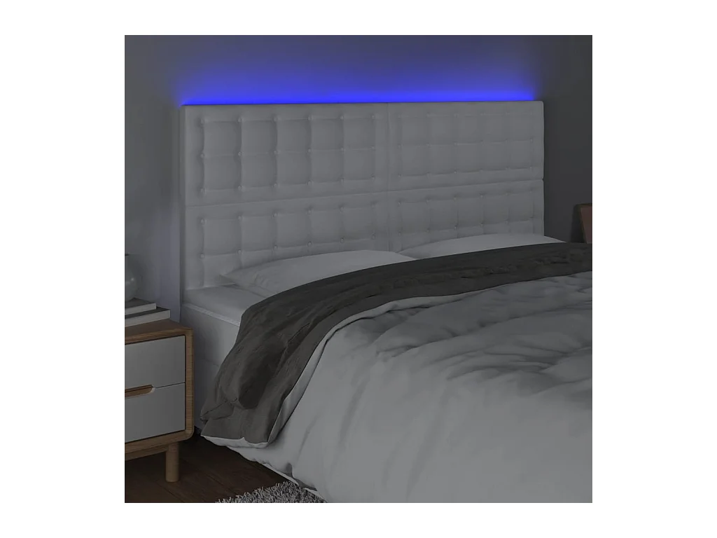 LED hoofdbord Wit 180x5x118/128 cm Kunstleer
