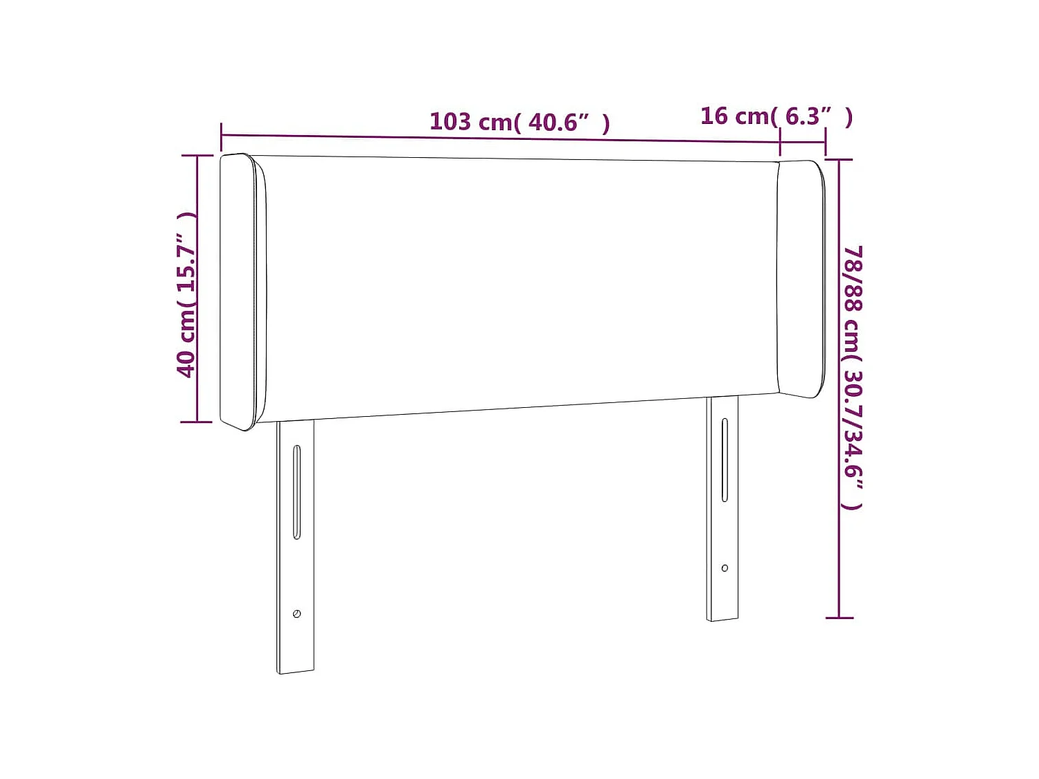 LED hoofdbord Zwart 103x16x78/88 cm Stof