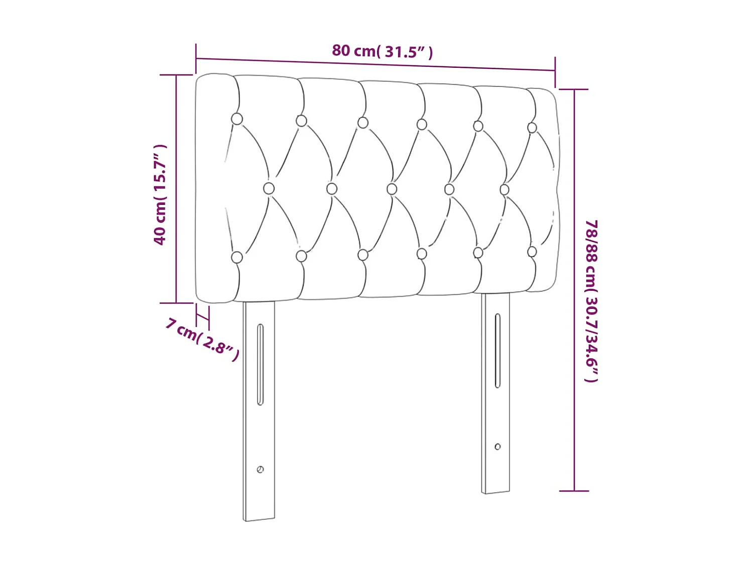 Blauw hoofdbord 80x7x78/88 cm Stof