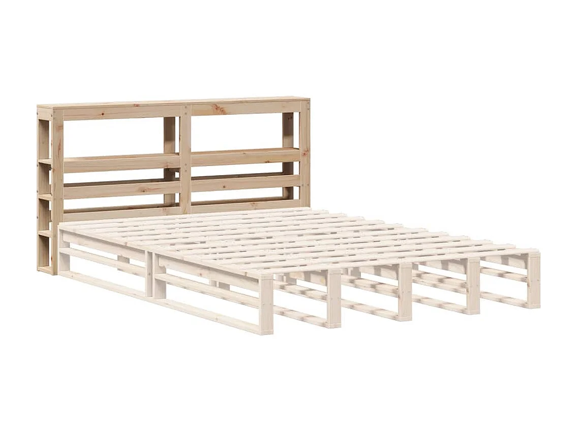 Testiera con ripiani 160 cm in legno massello di pino