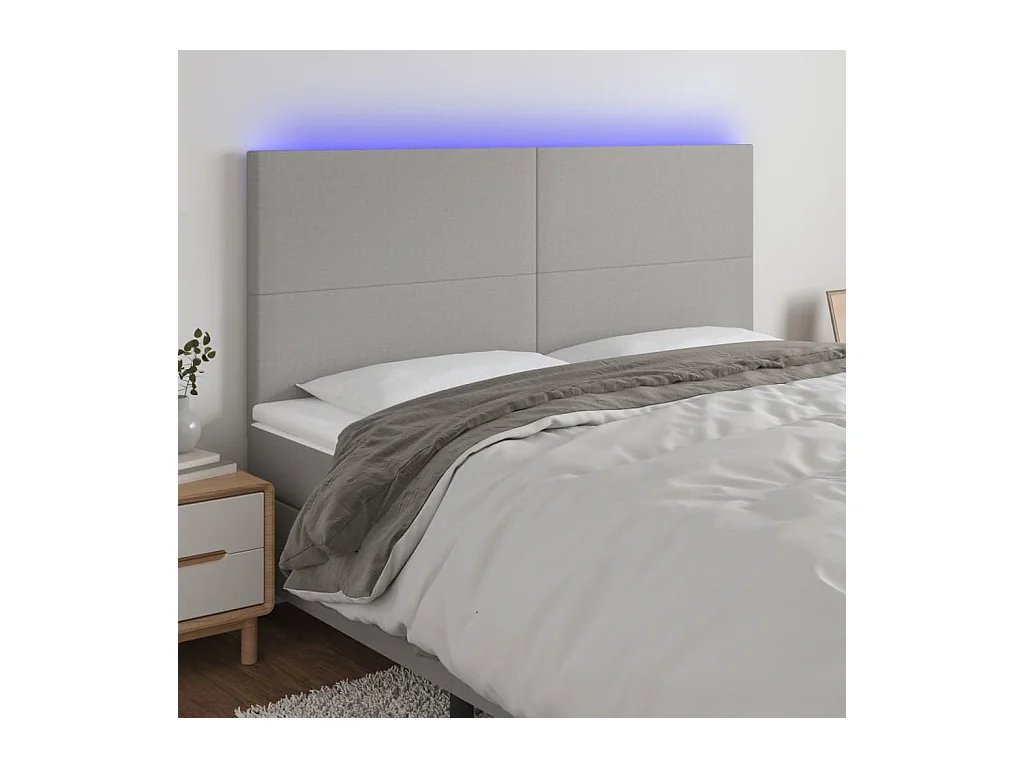 Tête de lit à LED Gris clair 180x5x118/128 cm Tissu