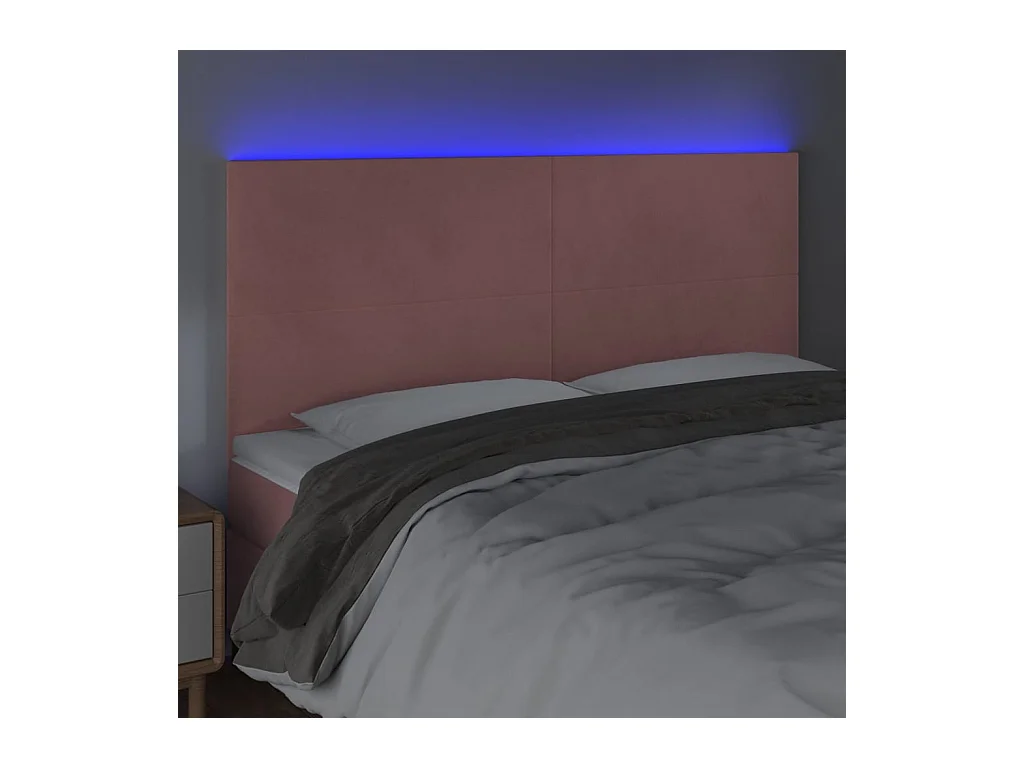 Tête de lit à LED Rose 180x5x118/128 cm Velours