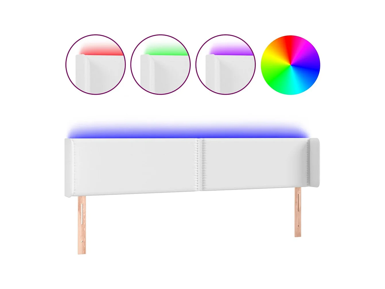 LED hoofdbord Wit 183x16x78/88 cm Kunstleer