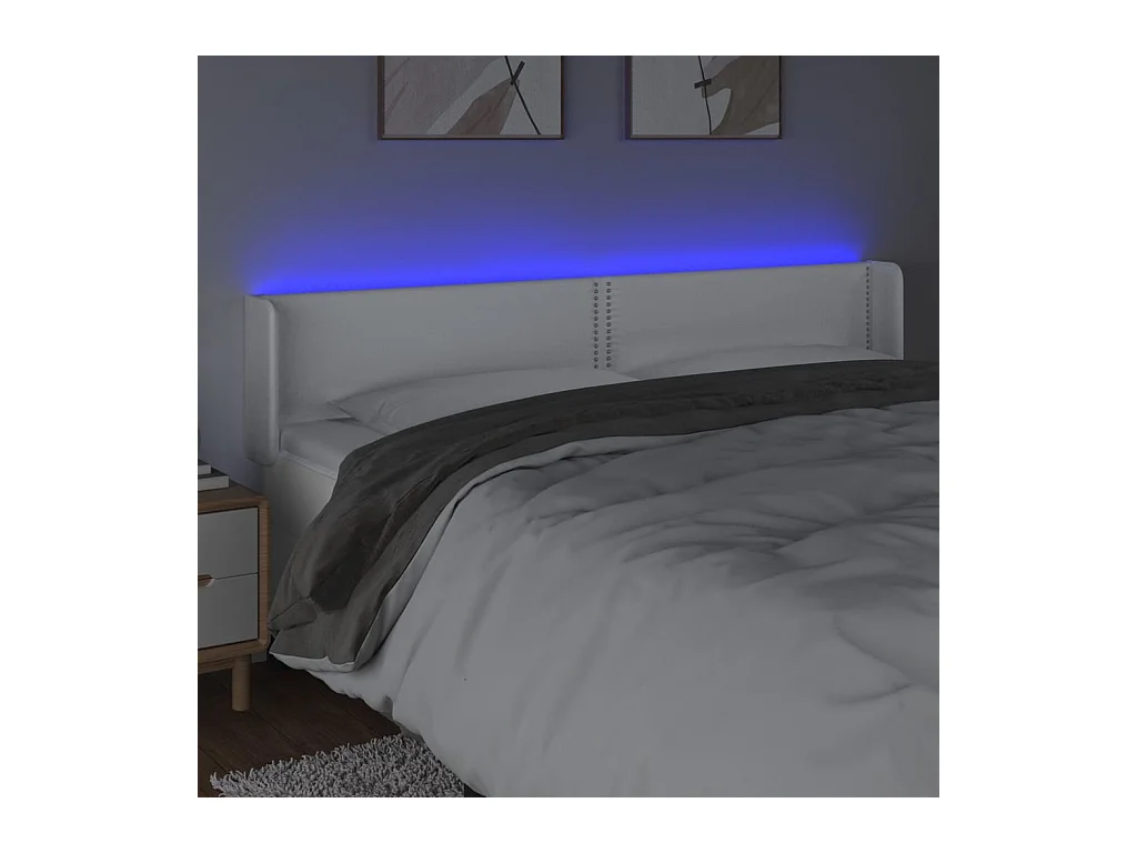 LED hoofdbord Wit 183x16x78/88 cm Kunstleer