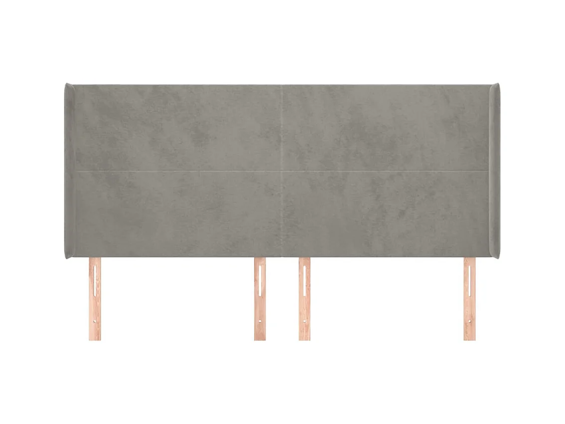 Hoofdbord met vleugels Lichtgrijs 163x16x118/128 cm Fluweel