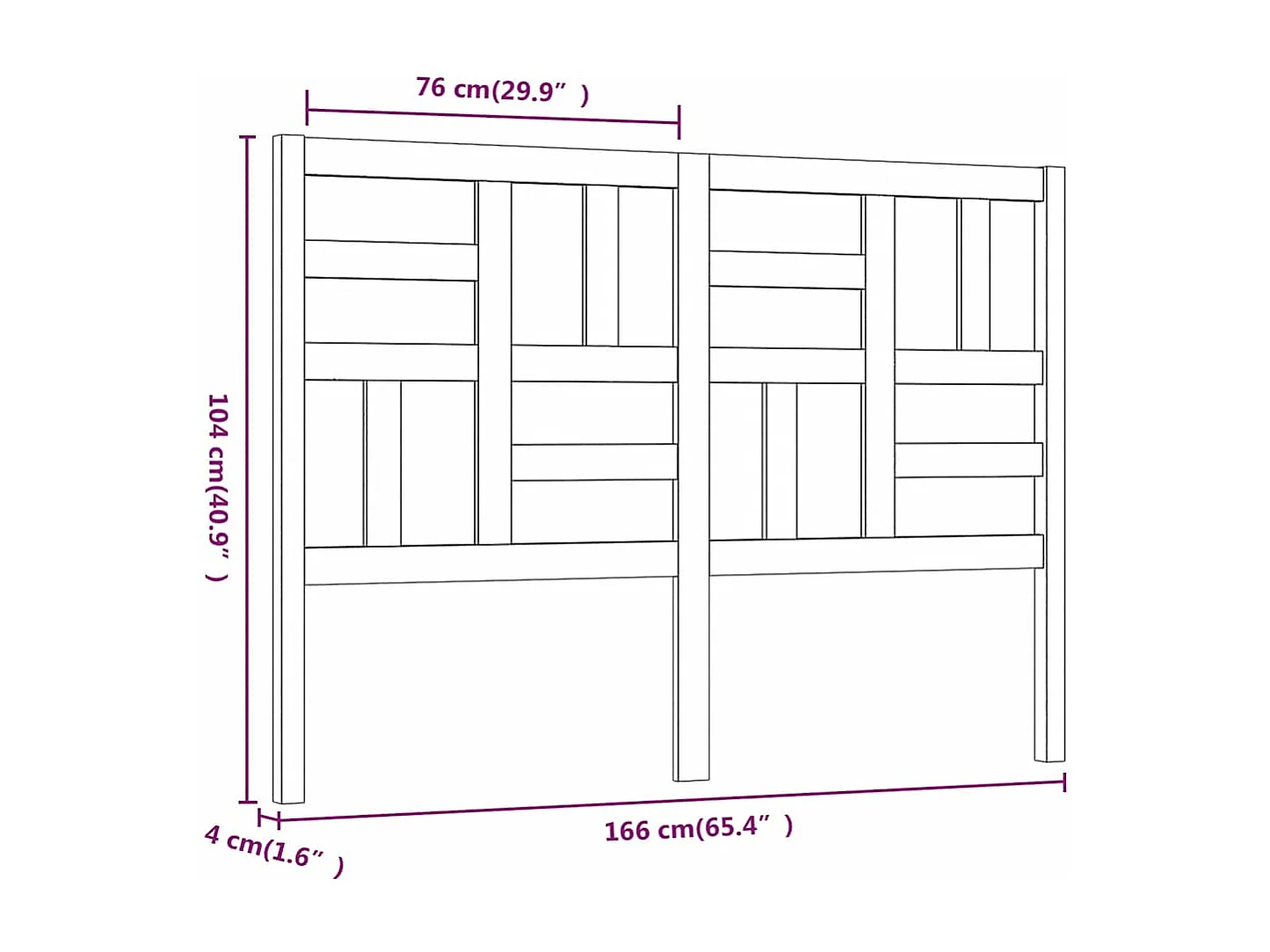 Tête de lit Blanc 166x4x104 cm Bois massif de pin