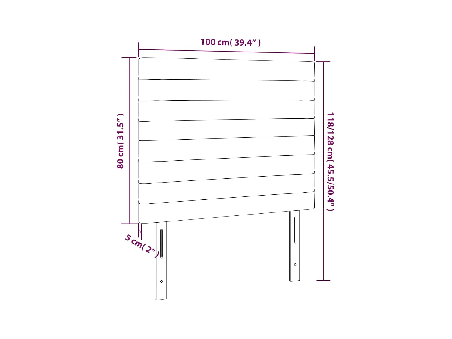 Cabecero LED Azul 100x5x118/128 cm Tela