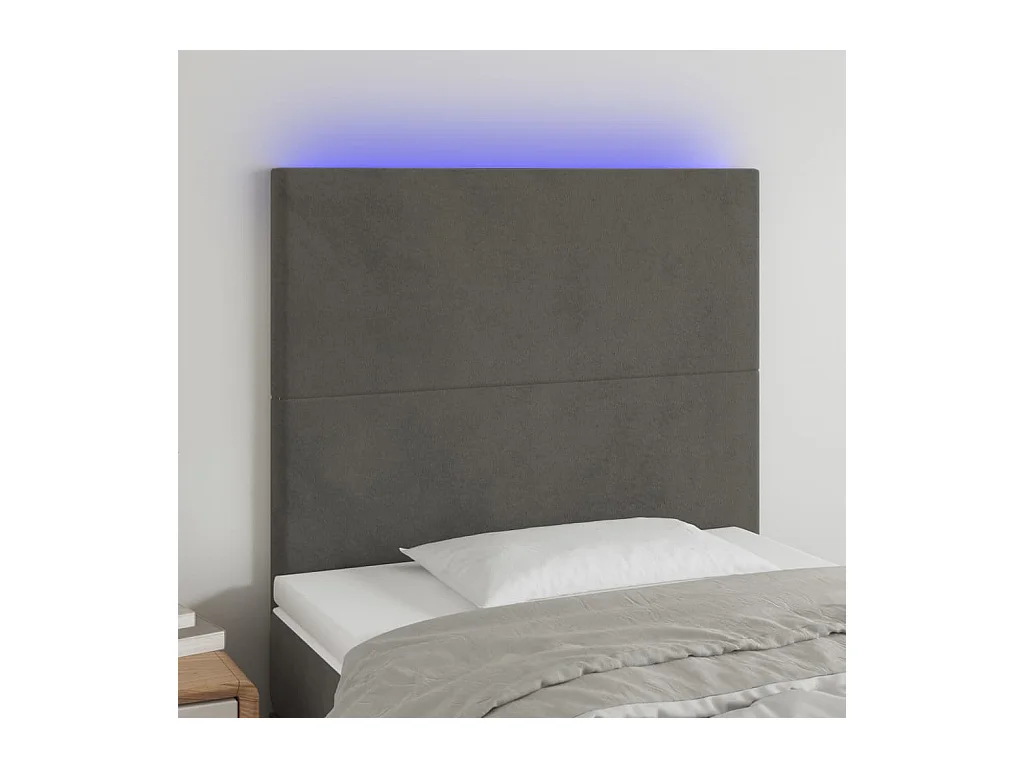 Tête de lit à LED Gris foncé 80x5x118/128 cm Velours