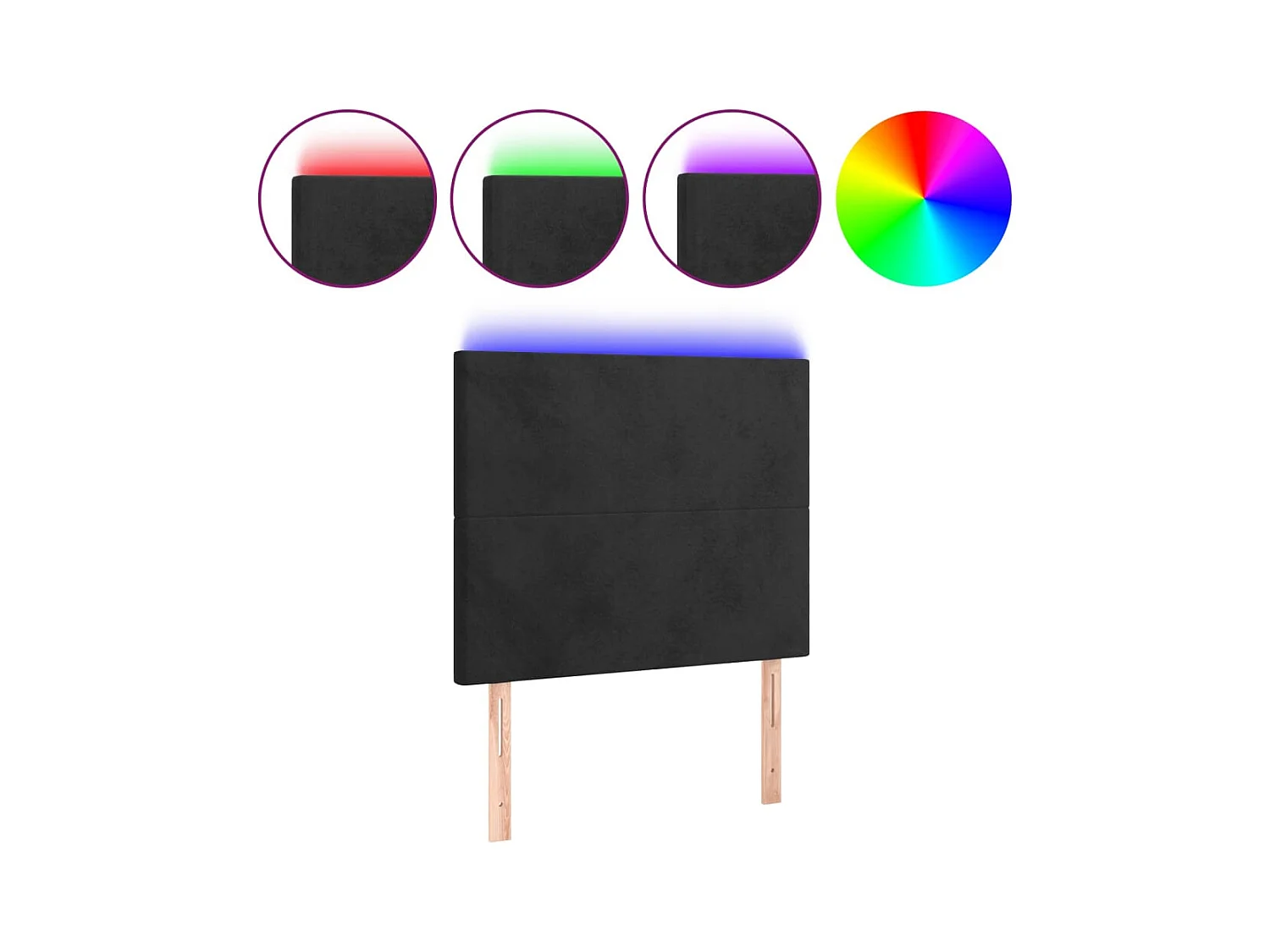 Tête de lit à LED Noir 90x5x118/128 cm Velours