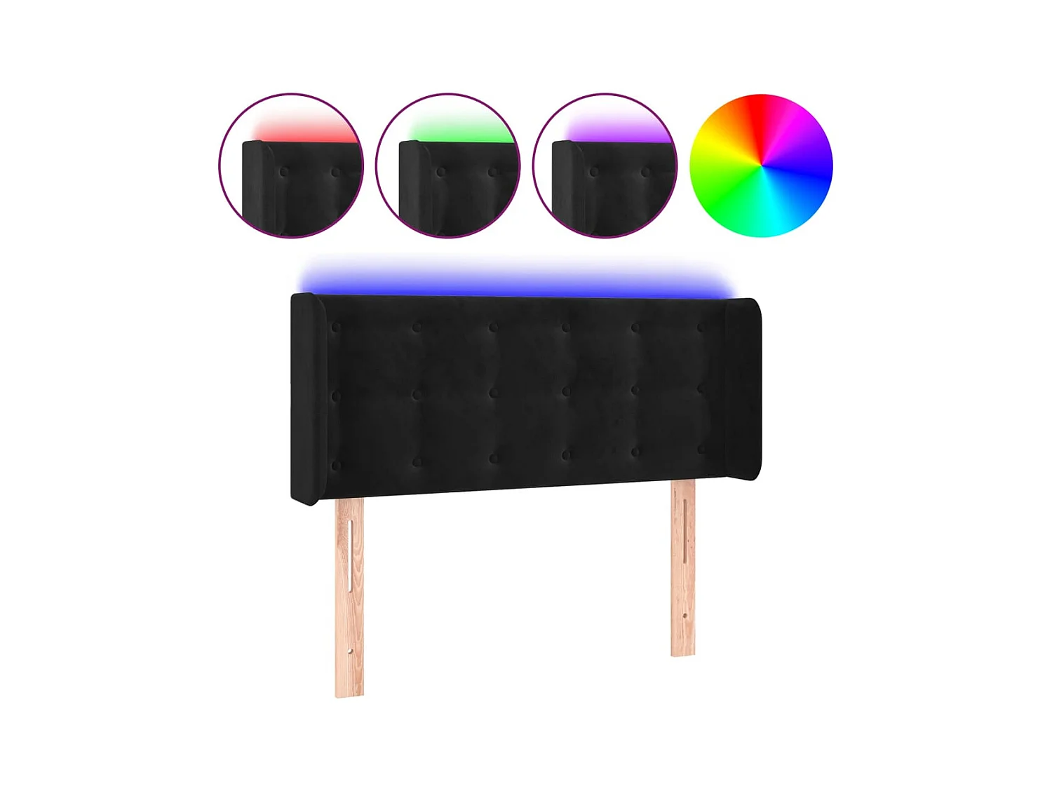 LED Hoofdbord Zwart 103x16x78/88 cm Fluweel