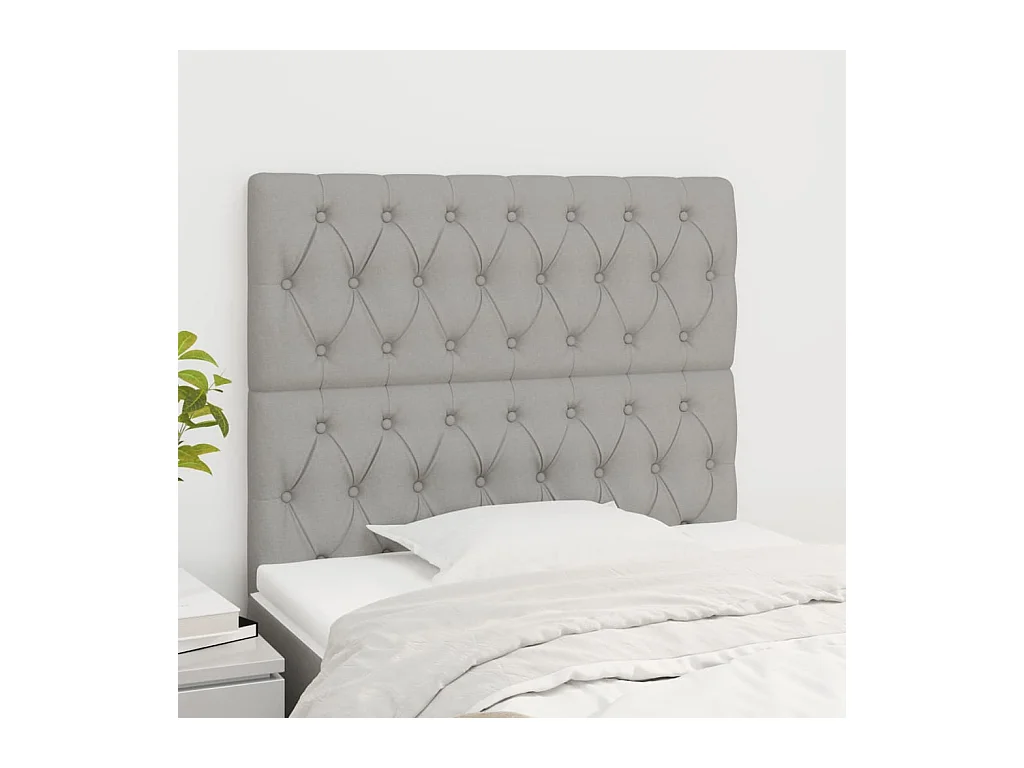 Cabeceros 2 uds Gris Claro 100x7x78/88 cm Tela