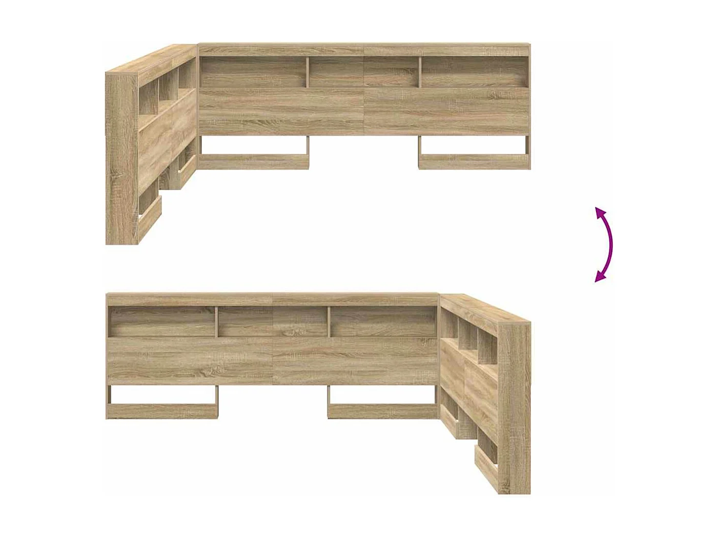 Kopfteil aus Sonoma-Eiche, 200 cm, Stauraum, Holzwerkstoff