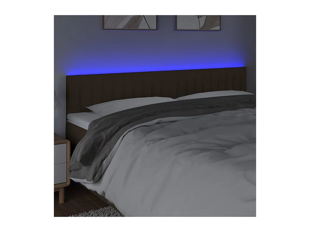 Cabecero LED Marrón Oscuro 180x5x78/88 cm Tela