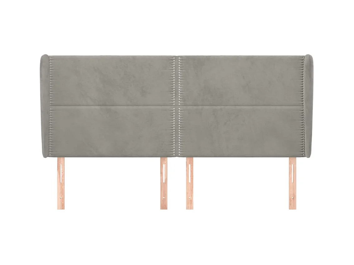 Hoofdbord met vleugels Lichtgrijs 203x23x118/128 cm Fluweel