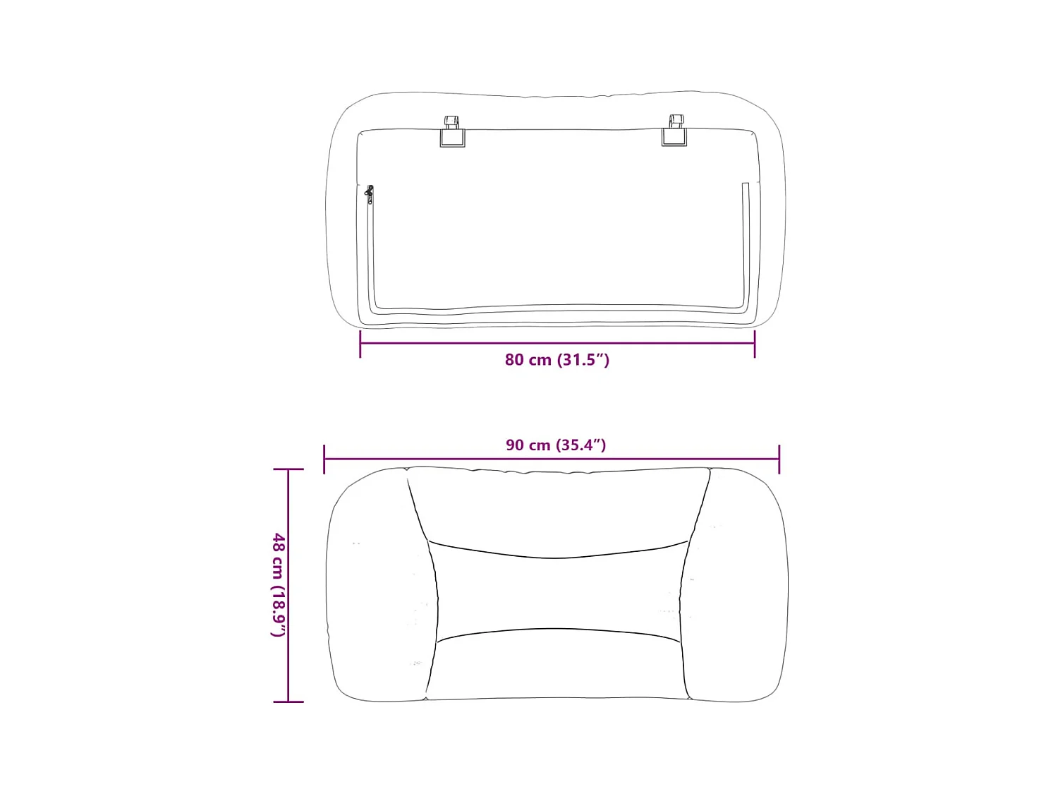 Zwarte hoofdbordkussen 80 cm stof