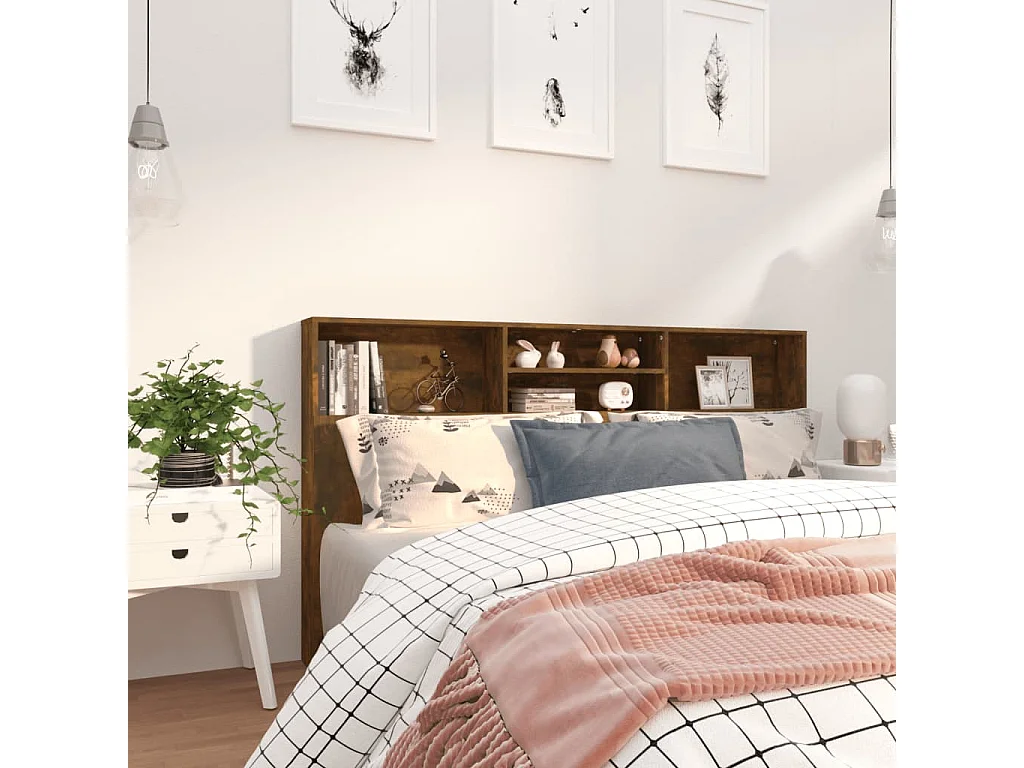 Cabecero de cama de roble ahumado 180x19x103,5 cm