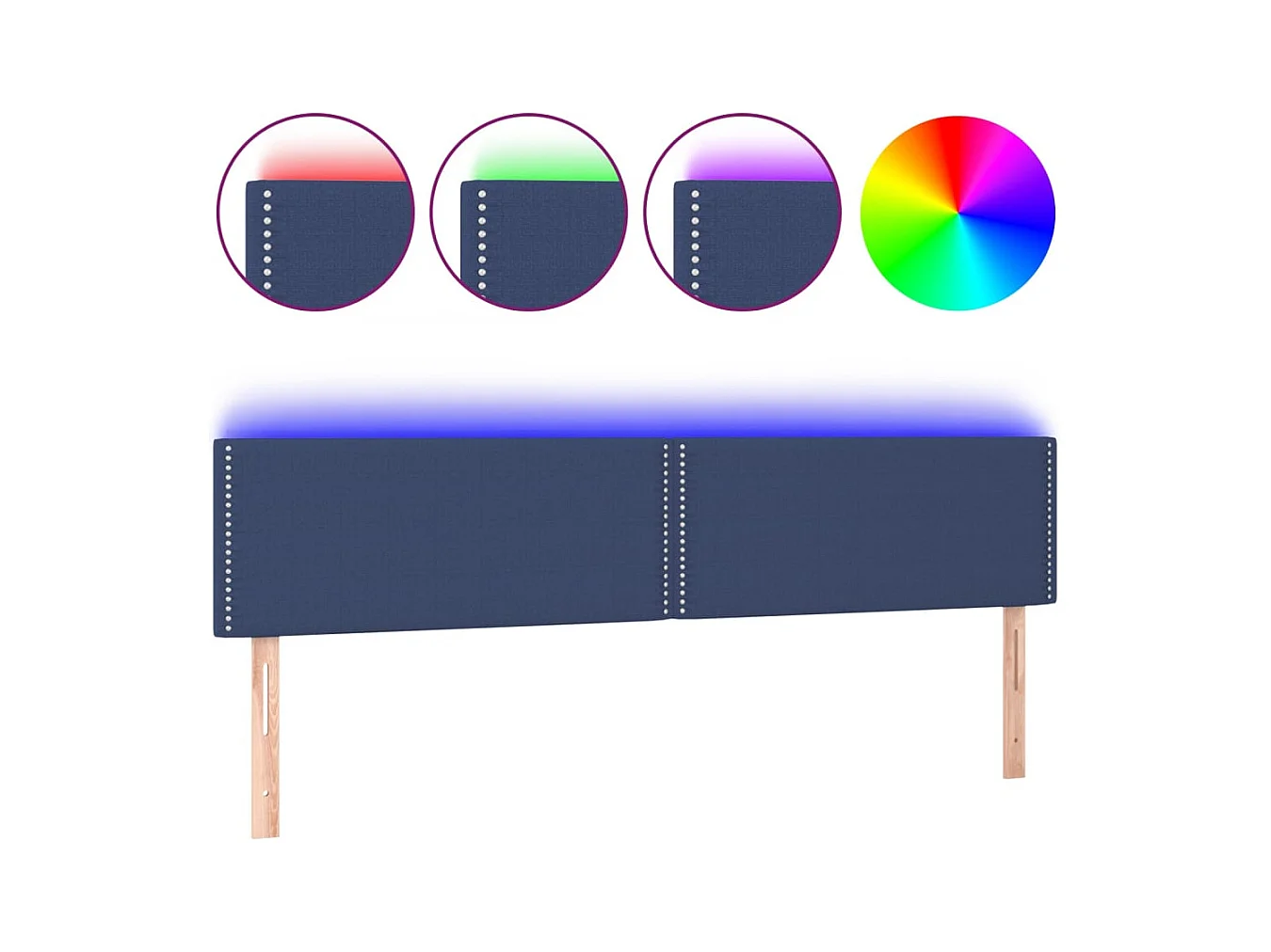 Cabecero LED Azul 180x5x78/88 cm Tela