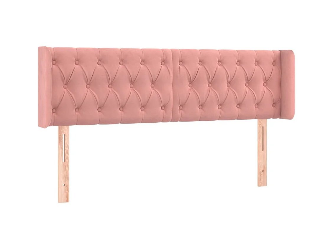 Tête de lit avec oreilles Rose 147x16x78/88 cm Velours