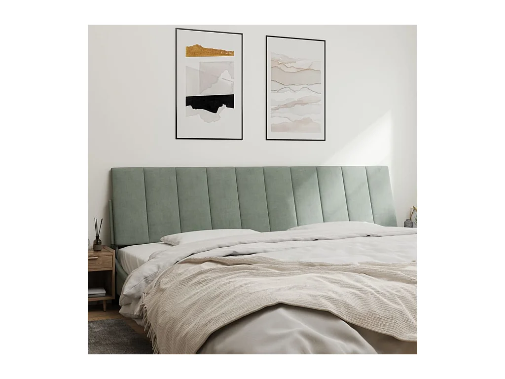 Lichtgrijs hoofdbordkussen 200 cm fluweel