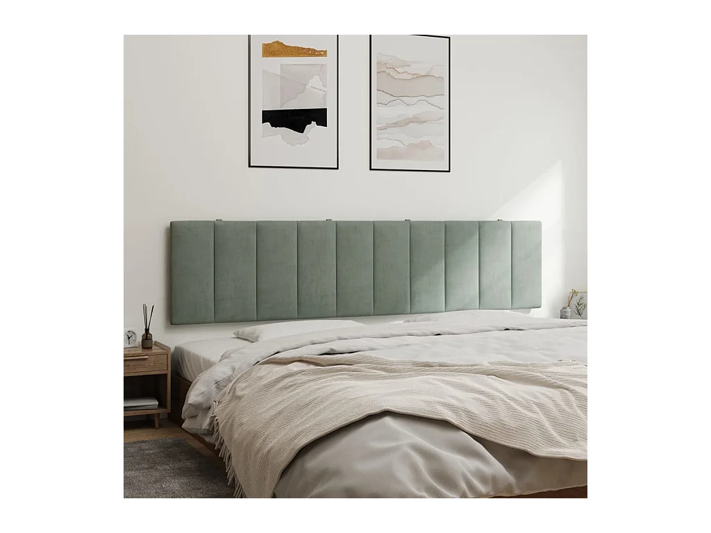 Lichtgrijs hoofdbordkussen 200 cm fluweel