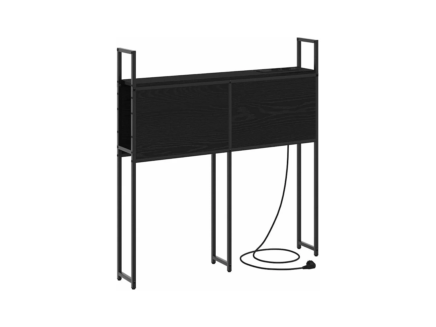 Opberghoofdbord met oplaadstation Zwart Eiken 90 cm