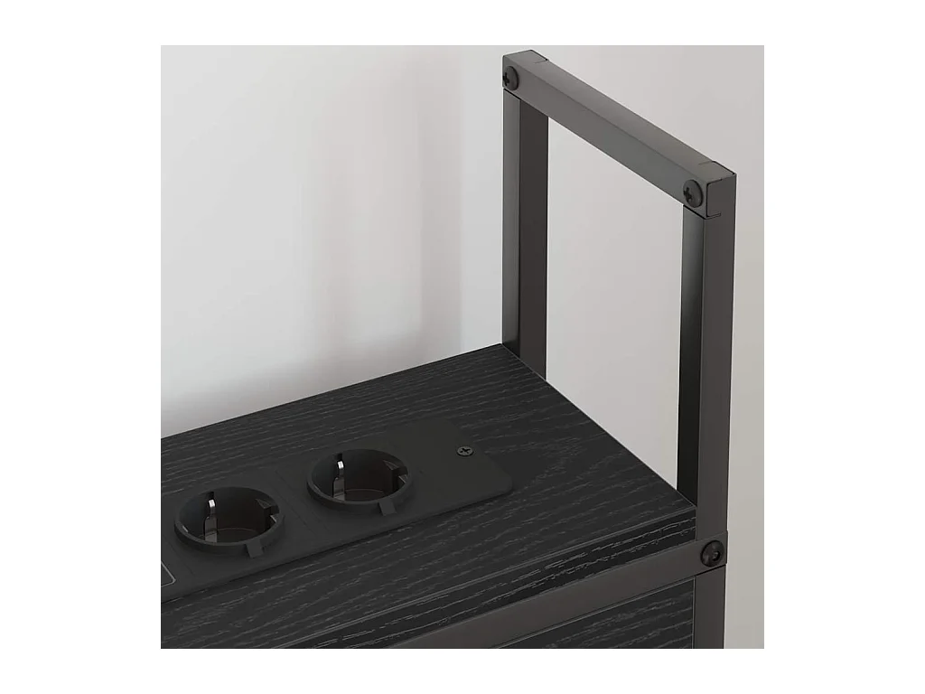 Opberghoofdbord met oplaadstation Zwart Eiken 90 cm