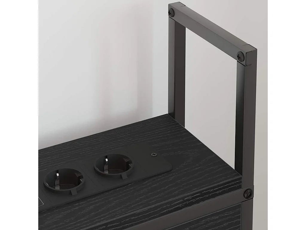 Opberghoofdbord met oplaadstation Zwart Eiken 90 cm