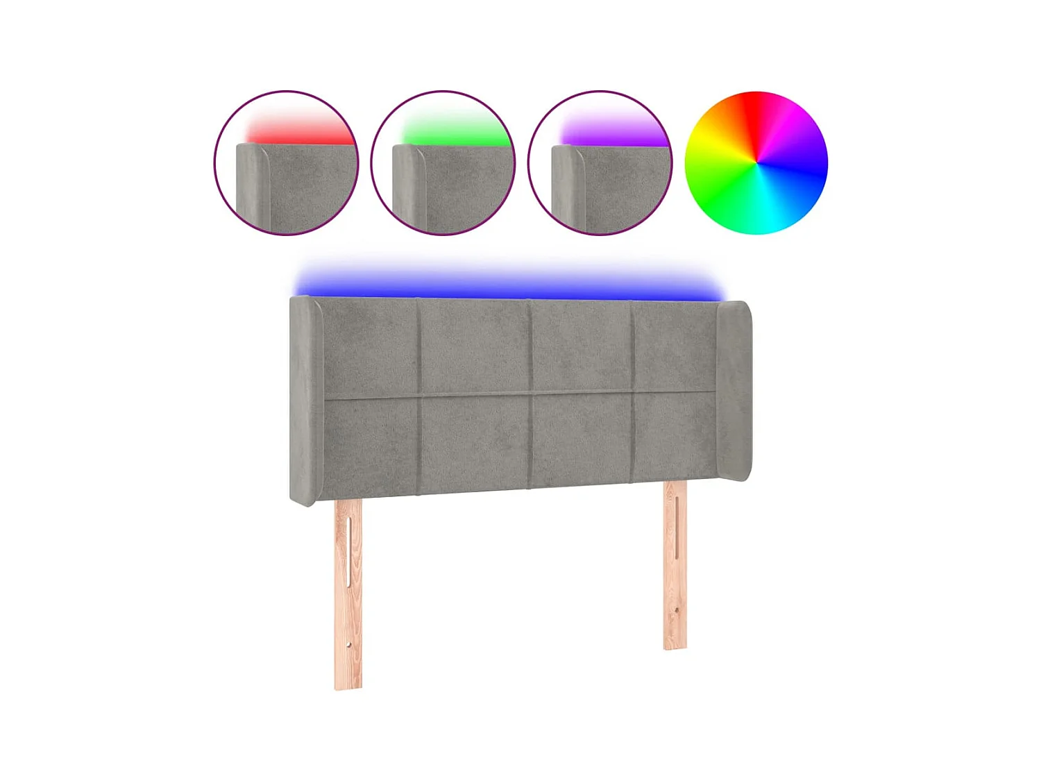 LED Hoofdbord Lichtgrijs 83x16x78/88 cm Fluweel