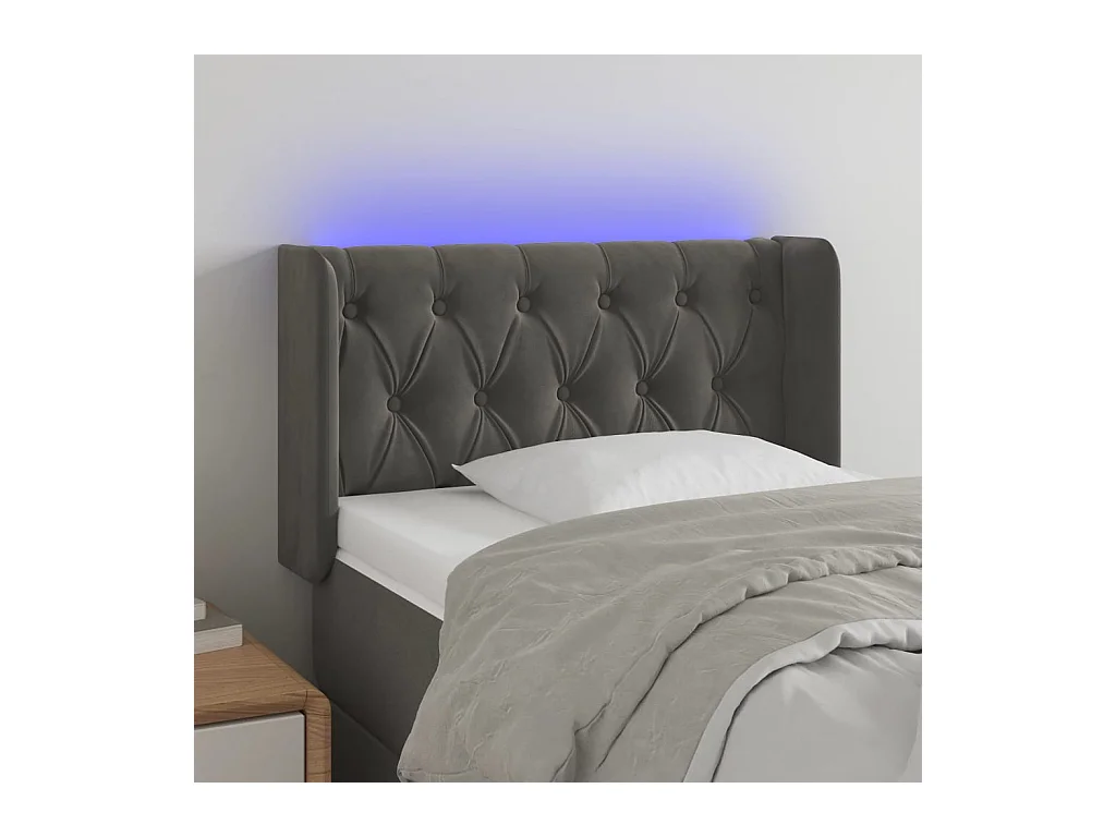 LED Hoofdbord Donkergrijs 83x16x78/88 cm Fluweel