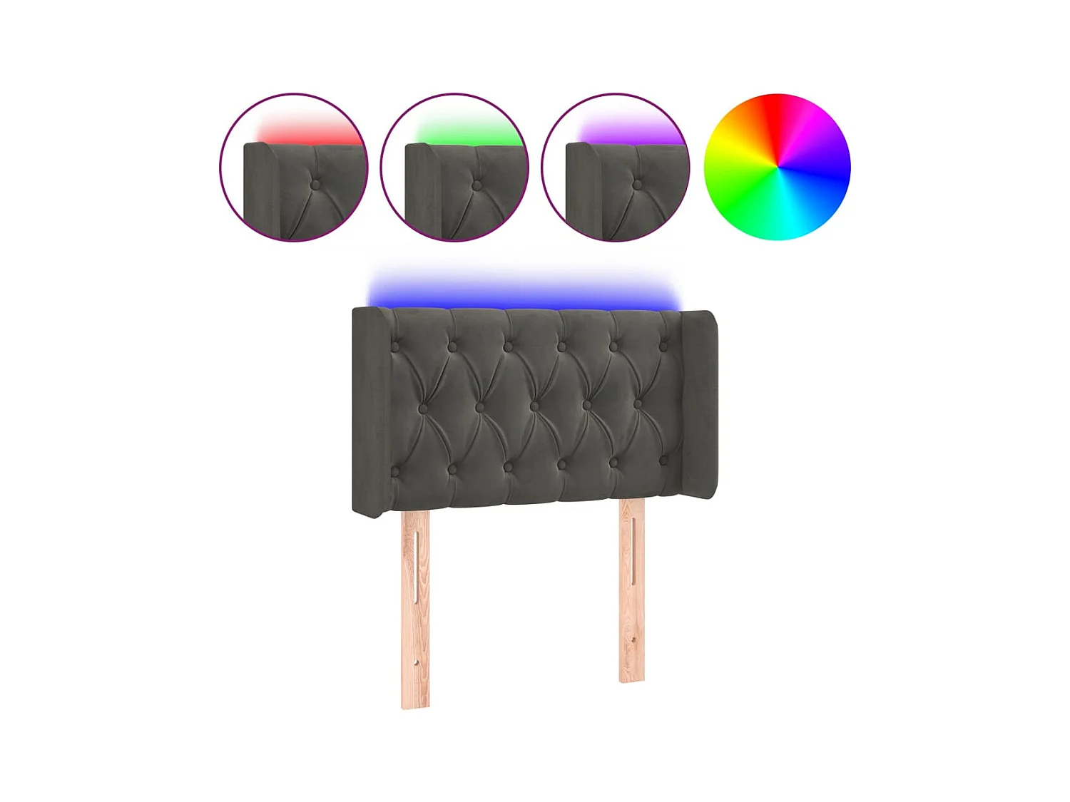 LED Hoofdbord Donkergrijs 83x16x78/88 cm Fluweel