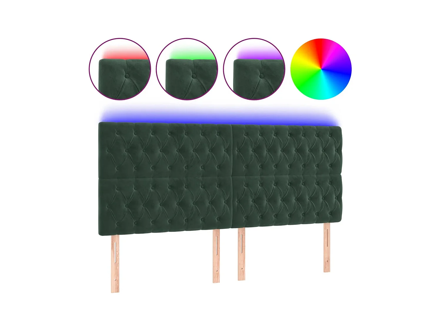 LED Hoofdbord Donkergroen 180x7x118/128 cm Fluweel