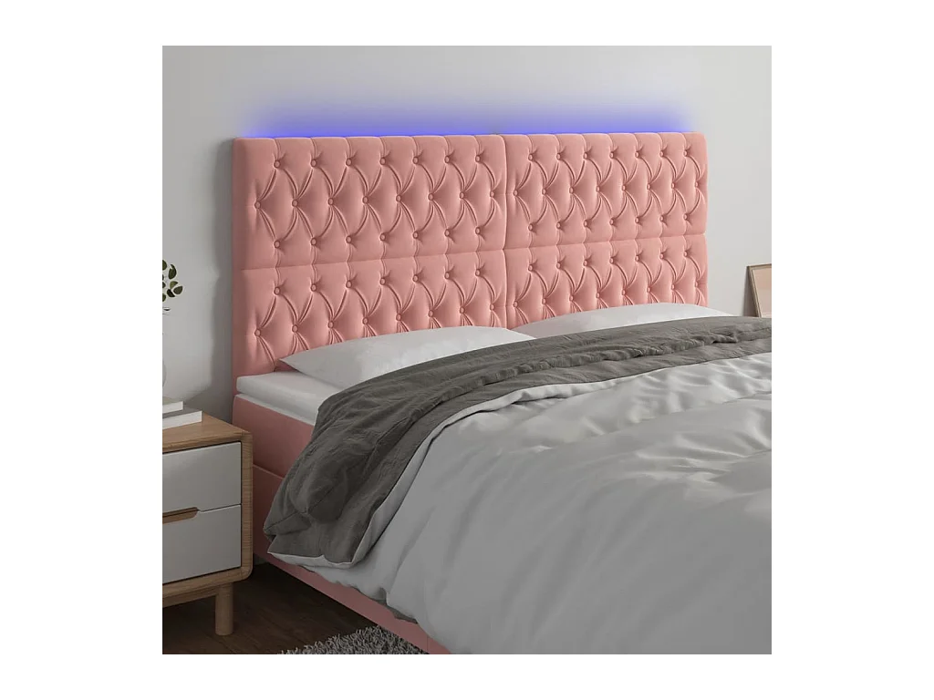 LED Hoofdbord Roze 200x7x118/128 cm Fluweel