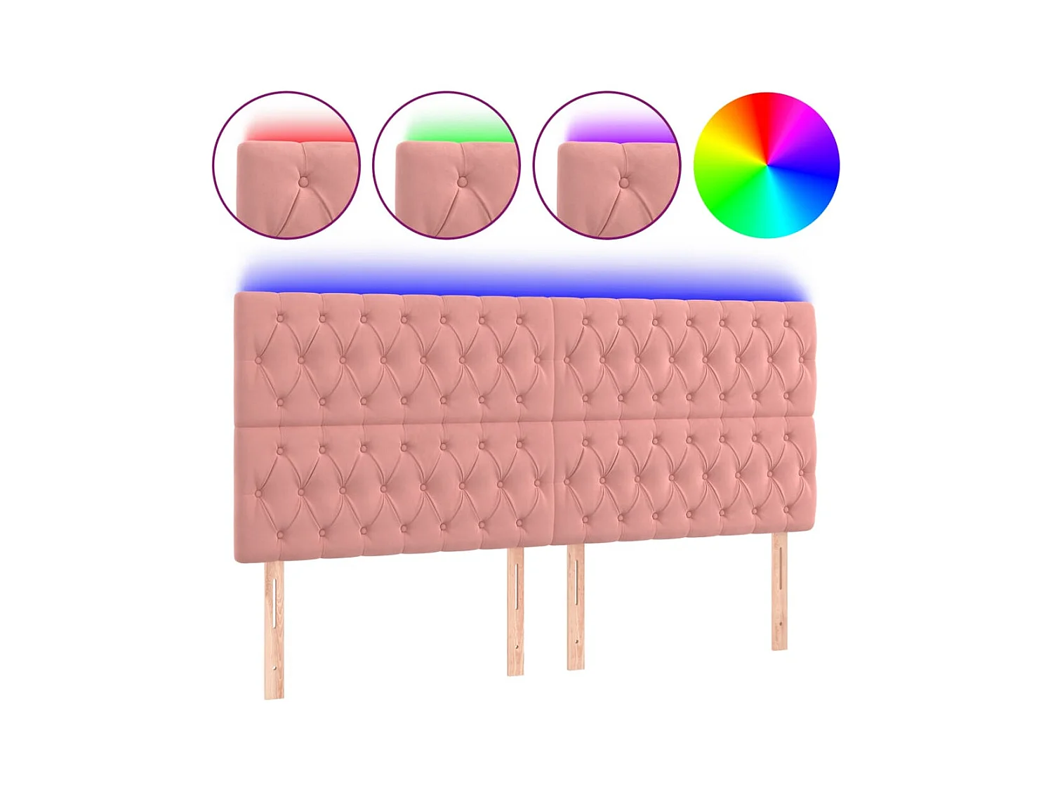 LED Hoofdbord Roze 200x7x118/128 cm Fluweel