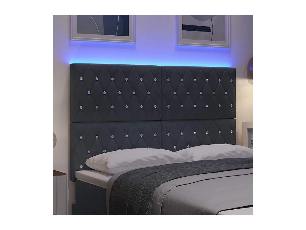 Cabecero LED Argyle Gris Oscuro Terciopelo 80 cm
