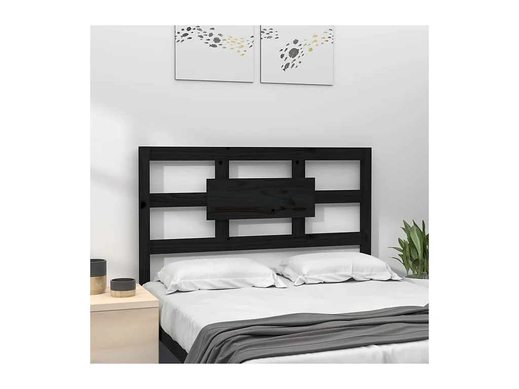 Zwart hoofdbord 95,5x4x100 cm Massief grenenhout