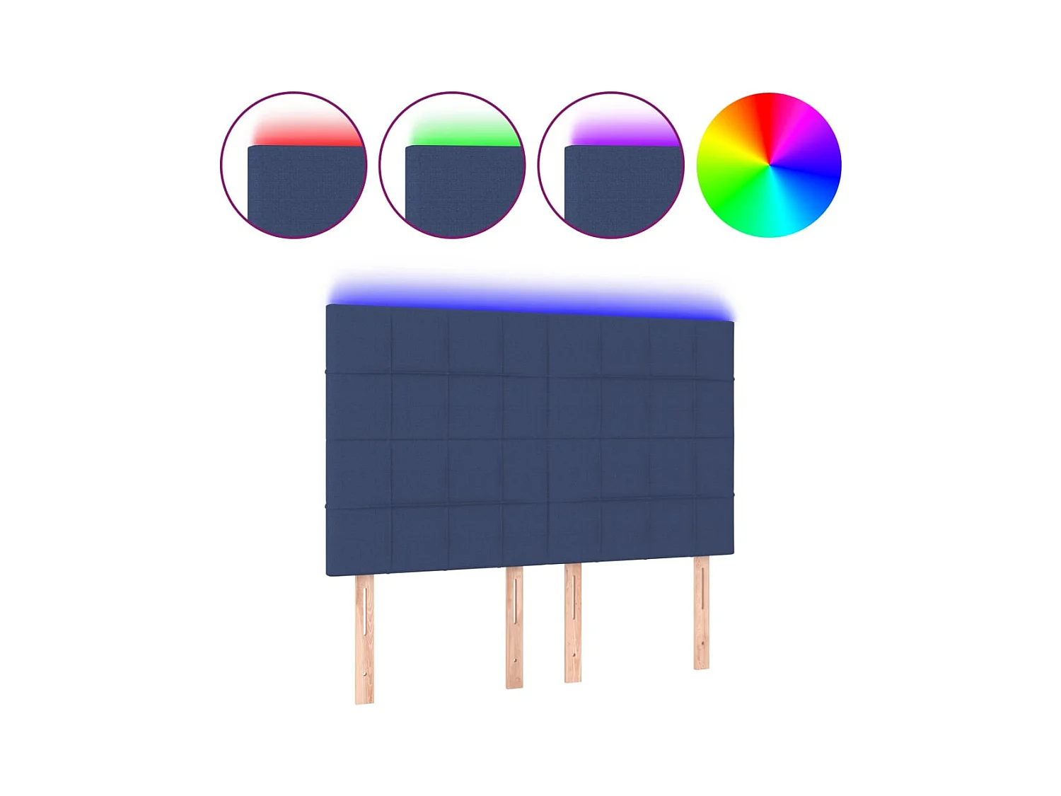 Blauw LED hoofdbord 144x5x118/128 cm Stof