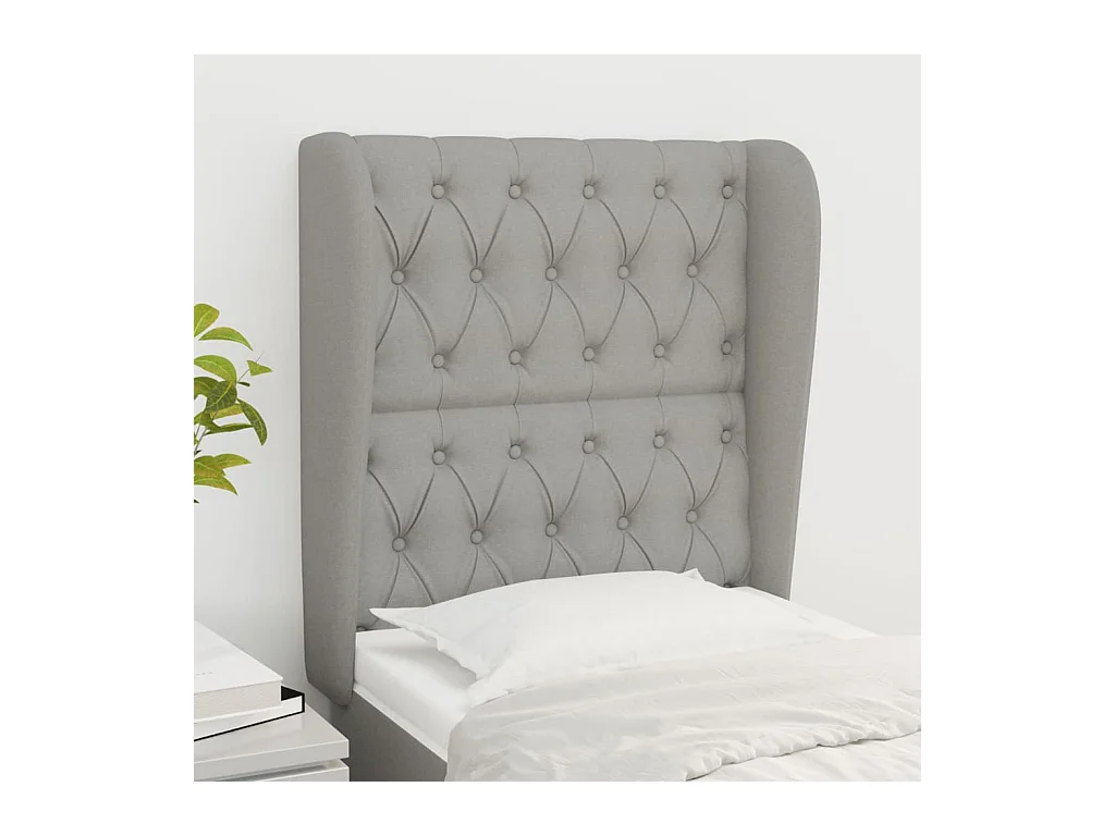 Tête de lit avec oreilles Gris clair 83x23x118/128 cm Tissu