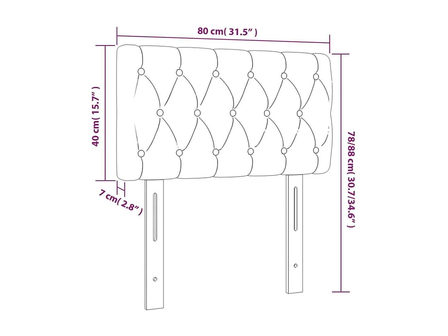 Lichtgrijs hoofdbord 80x7x78/88 cm stof