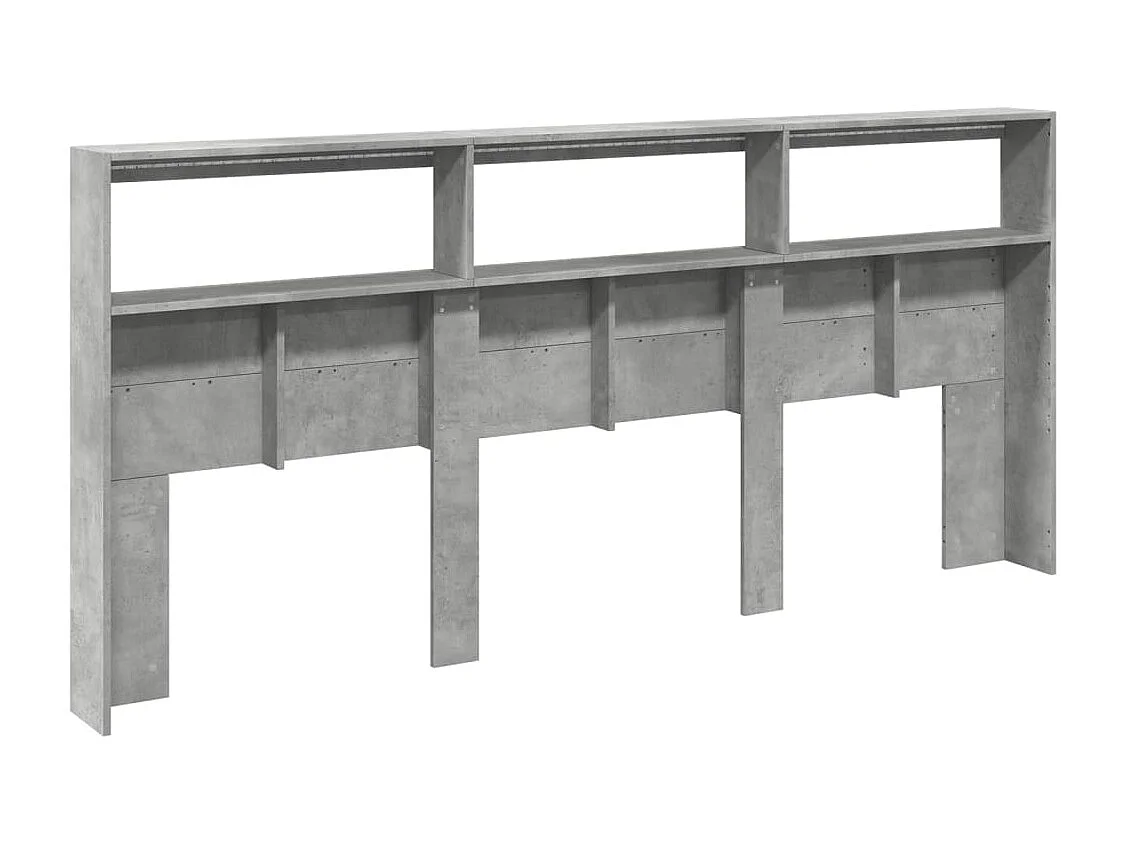 Betongrijs hoofdbord met LED's 220x17x102 cm