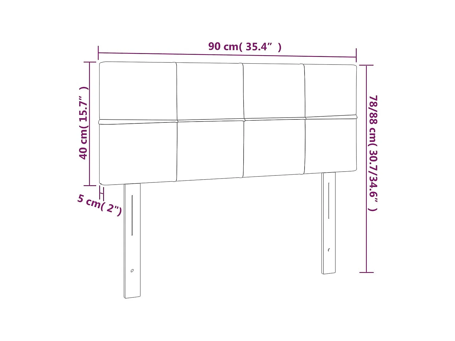 Lichtgrijs hoofdbord 90x5x78/88 cm stof