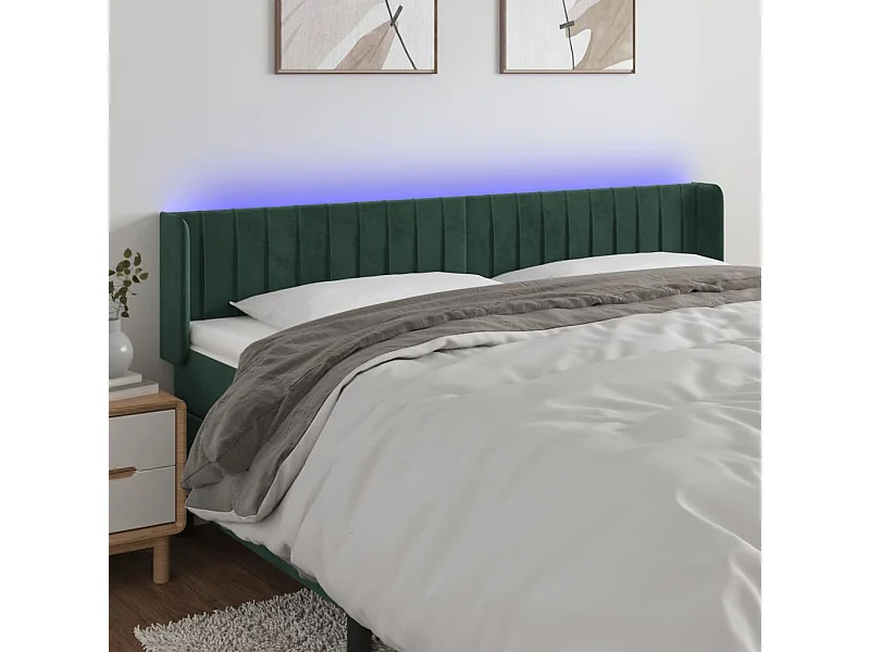 Testiera LED Verde Scuro 183x16x78/88 cm Velluto