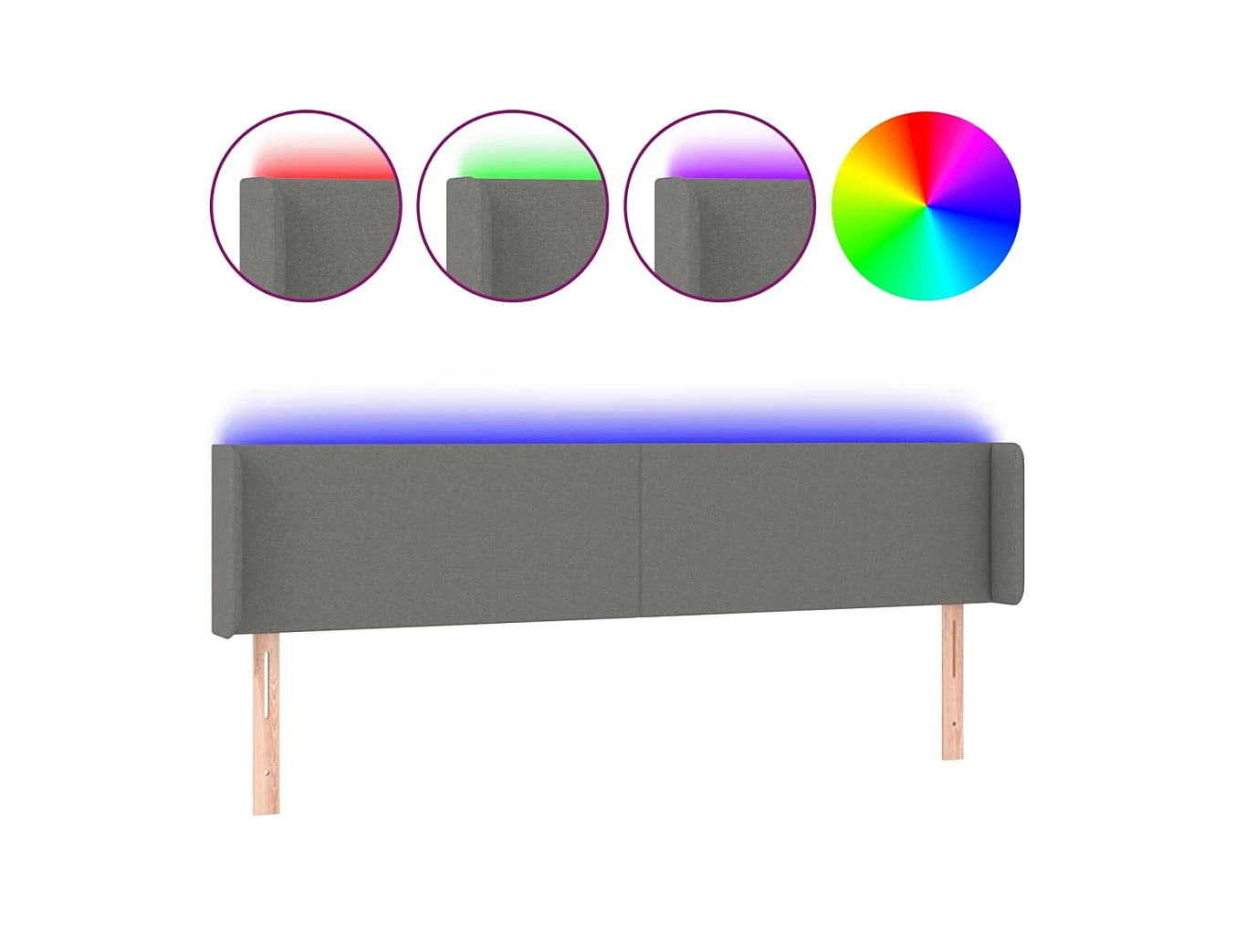 LED hoofdbord Donkergrijs 163x16x78/88 cm Stof