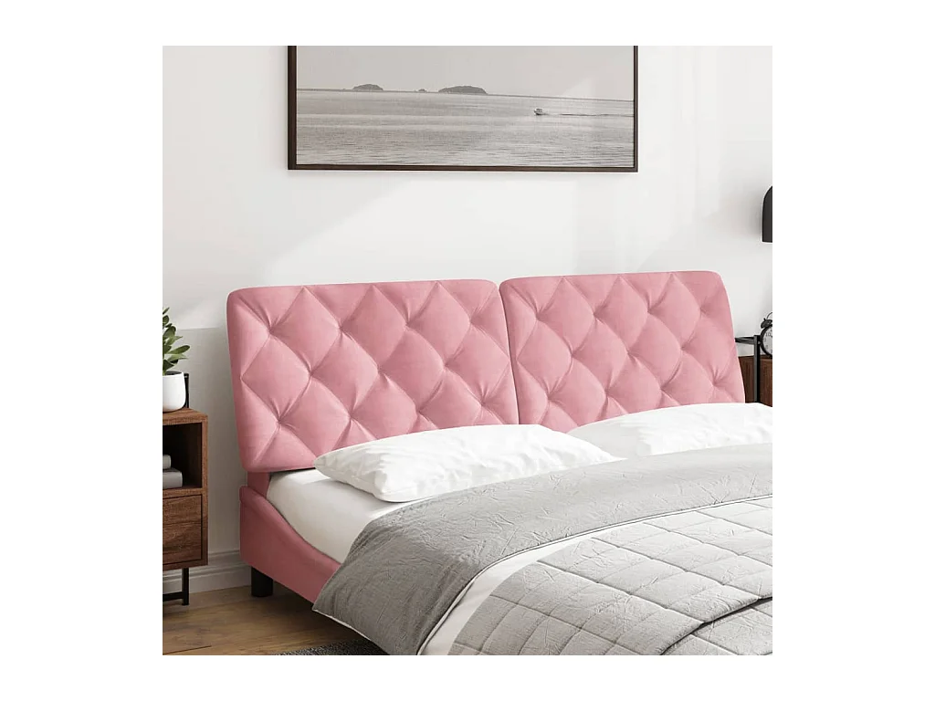 Roze hoofdbordkussen 160 cm fluweel