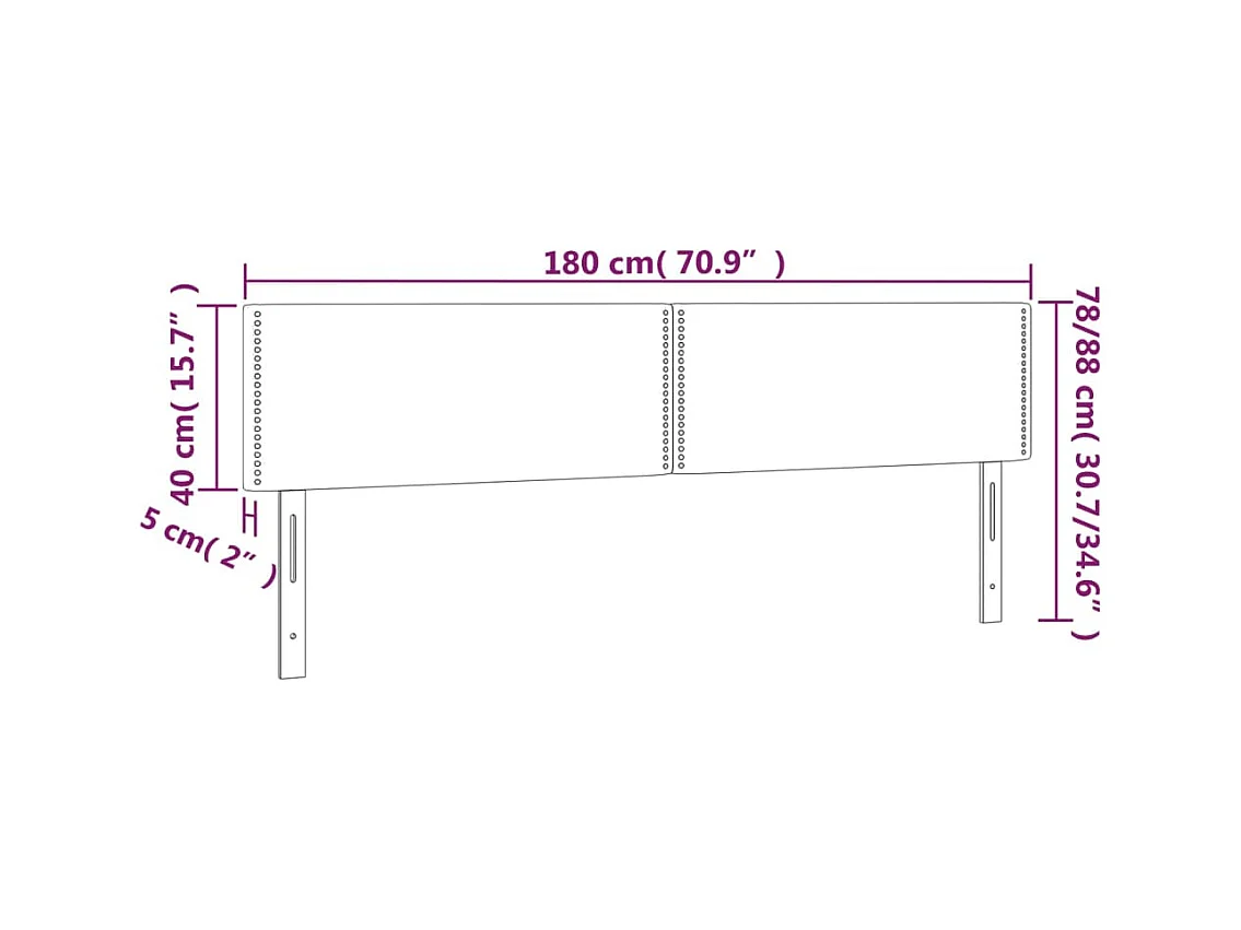 LED Hoofdbord Wit 180x5x78/88 cm Kunstleer