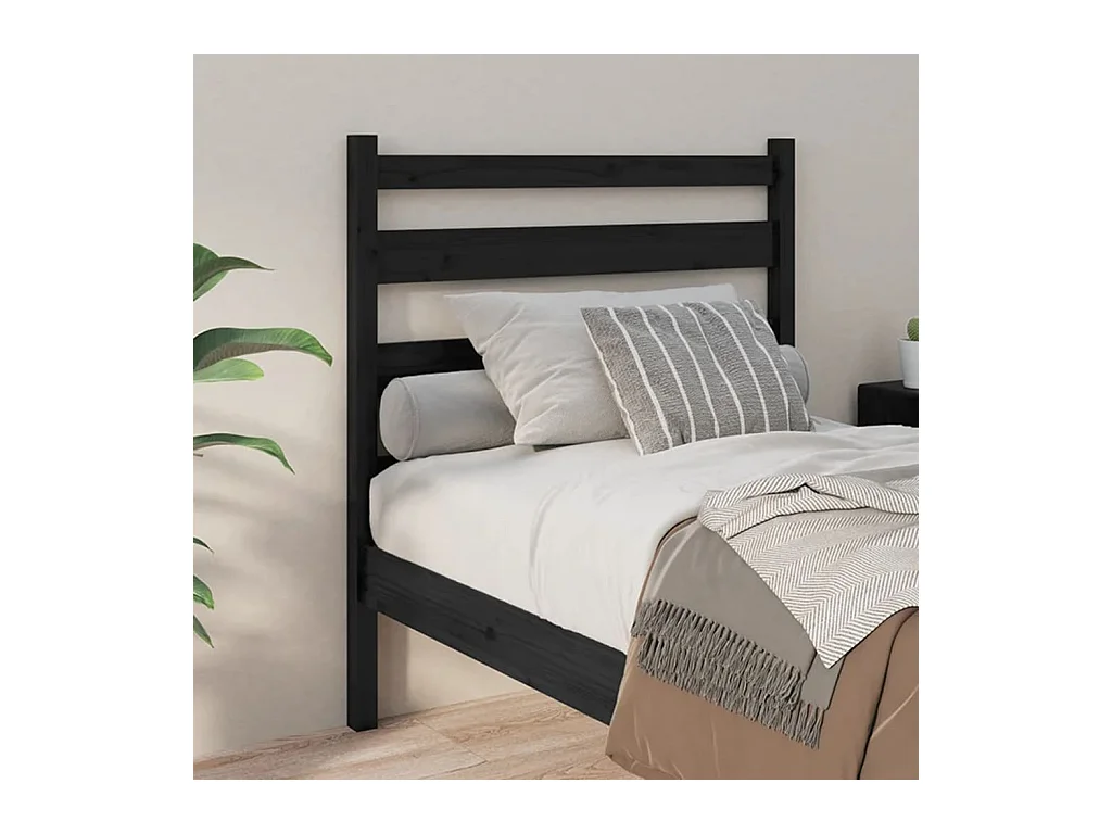 Schwarzes Kopfteil 96x4x100 cm Massivholz Kiefer