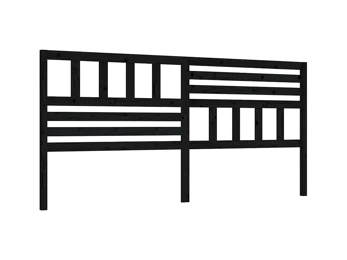 Zwart hoofdbord 206x4x100 cm Massief grenenhout