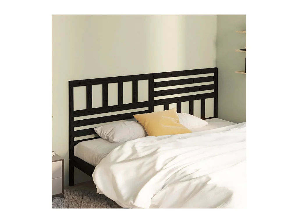 Zwart hoofdbord 206x4x100 cm Massief grenenhout